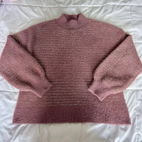 Liz Claiborne Sweaters - NWT Liz Claiborne Womens Medium Purple Pullover Knit Sweater Sparkly Metallic